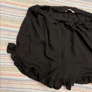 Ruffle trim black ballet shorts